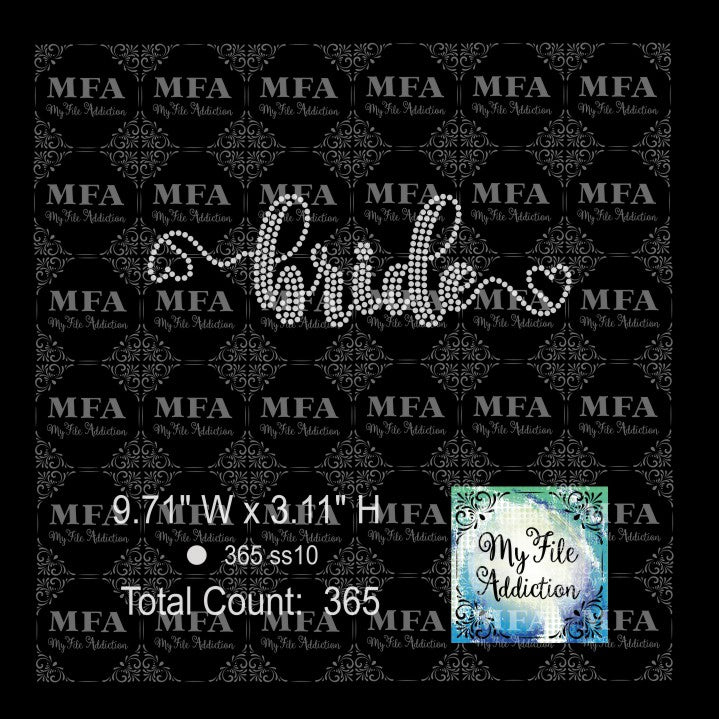 Bride with Hearts Rhinestone Digital Download File