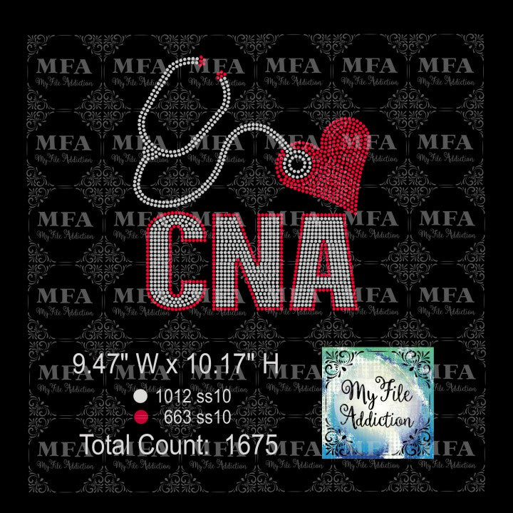 CNA with Heart Rhinestone Digital Download File - My File Addiction