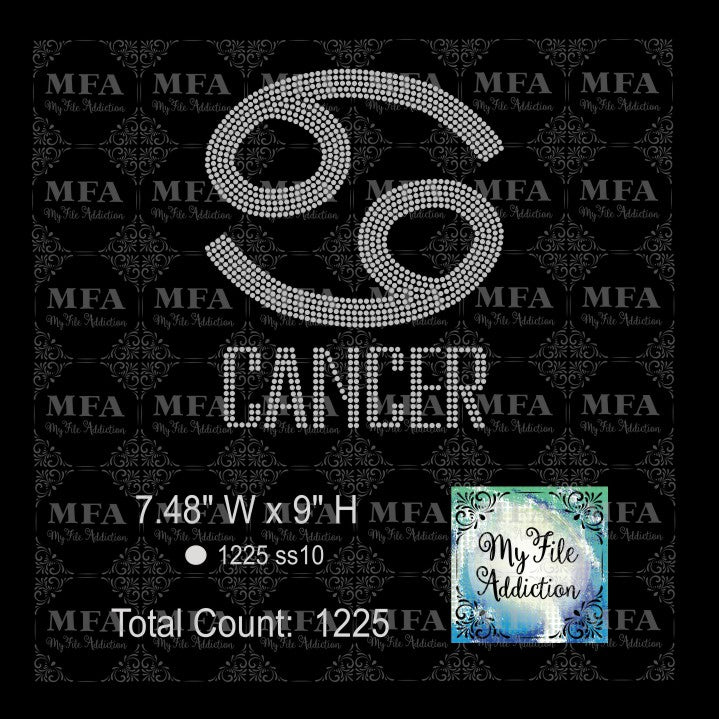 Cancer 2 Zodiac Sign Rhinestone Digital Download File - My File Addiction