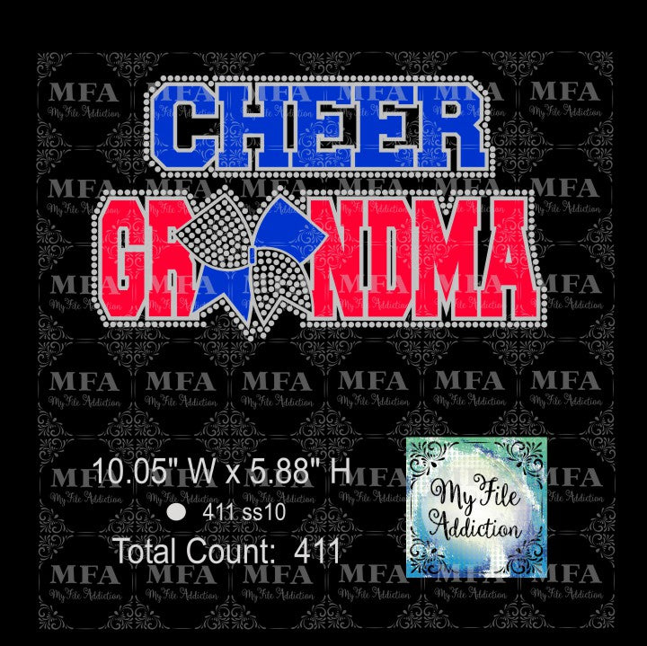 Cheer Grandma Bow Rhinestone & Vector Rhinestone Digital Download File