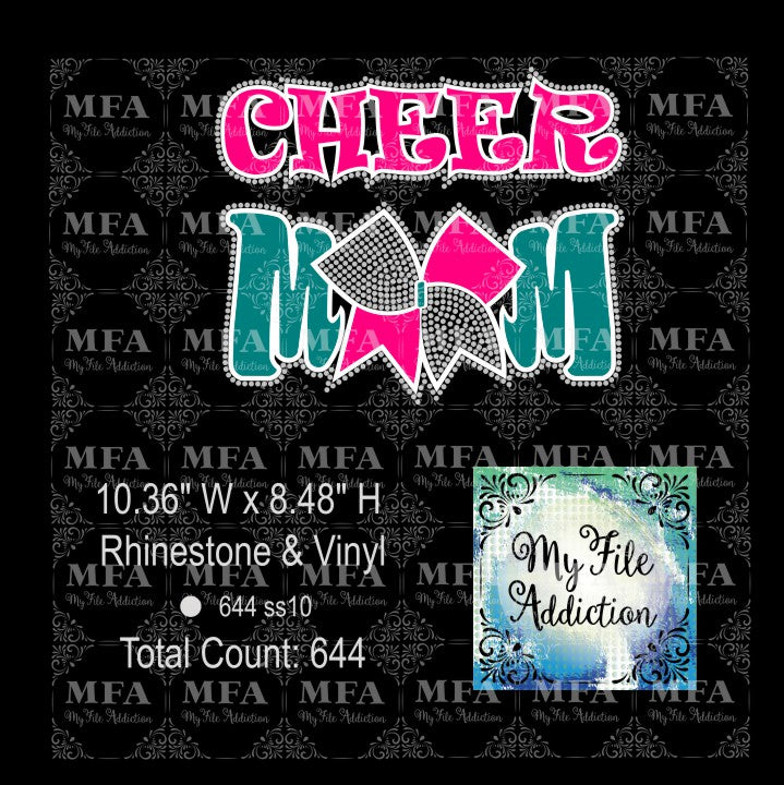 Cheer Mom Bow 2 Rhinestone & Vector Rhinestone Digital Download File