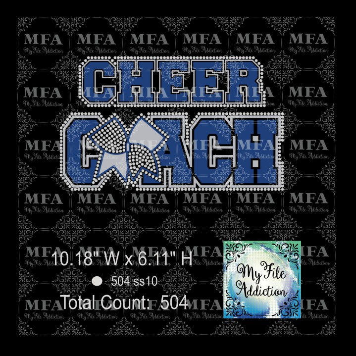 Cheer Coach with Bow Rhinestone & Vector Rhinestone Digital Download File - My File Addiction