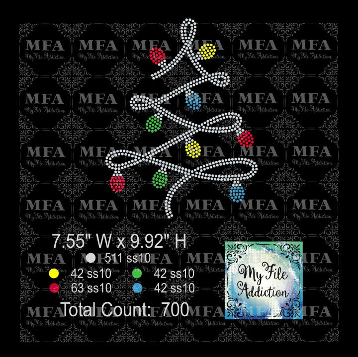 Christmas Tree Lights Rhinestone Digital Download File
