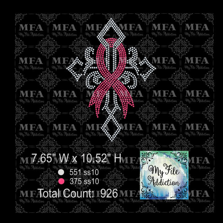 Cross with Ribbon Rhinestone Digital Download File