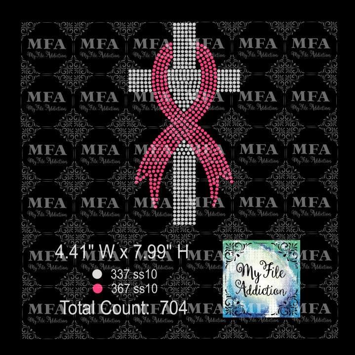 Cross with Ribbon 2 Rhinestone Digital Download File