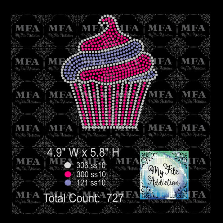 Cupcake Swirl 4 Birthday Rhinestone Digital Download File - My File Addiction