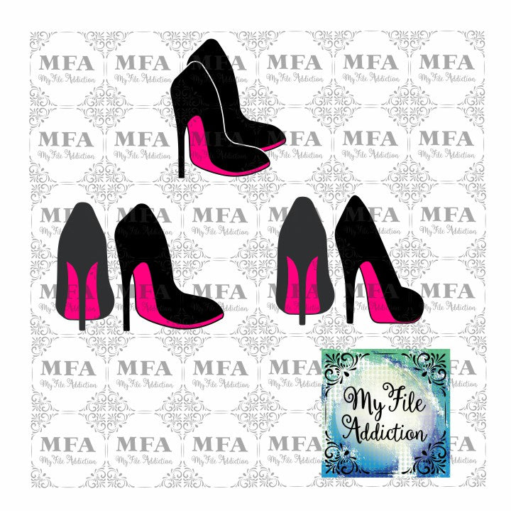 Double High Heel Stiletto Shoe Vector Digital Download File - My File Addiction