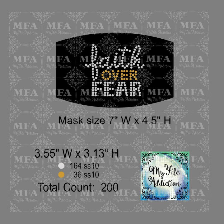 Faith Over Fear Small Rhinestone Digital Download File - My File Addiction