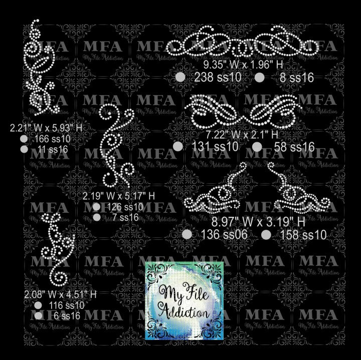 Flourishes Swirls Rhinestone Digital Download File