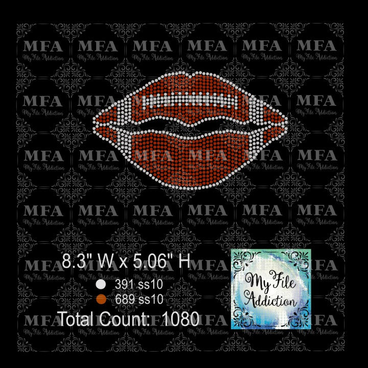 Football Lips Rhinestone Digital Download File