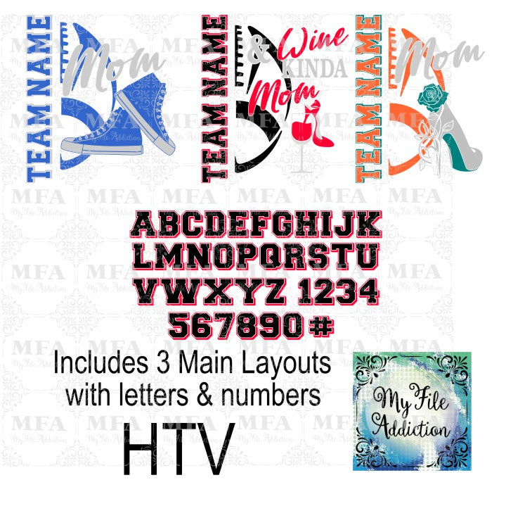 Football Mom High Tops Rose Stiletto Wine Vector Digital Download File