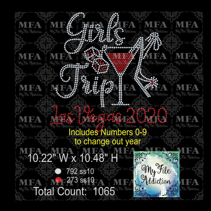 Girls Trip Las Vegas with Year Rhinestone Digital Download File