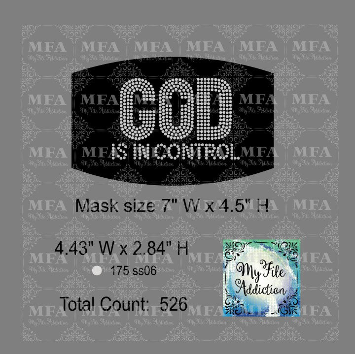 God Is In Control Small Rhinestone Digital Download File