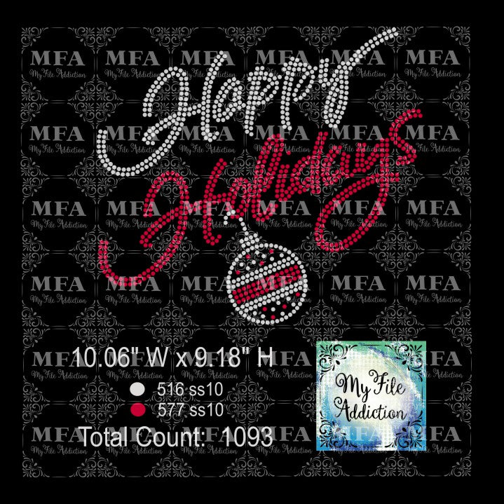 Happy Holidays with Bulb Rhinestone Digital Download File - My File Addiction