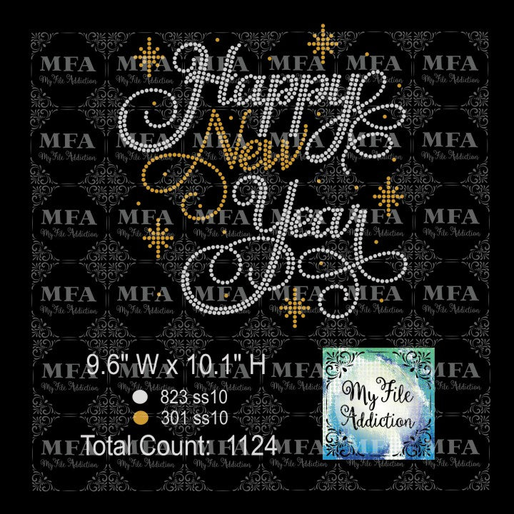 Happy New Year Rhinestone Digital Download File - My File Addiction