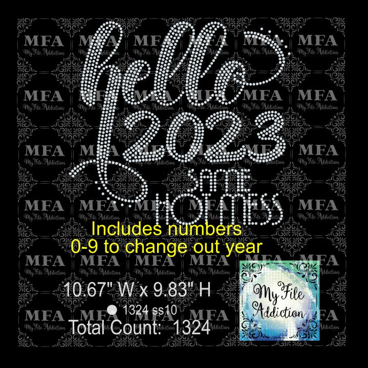 Hello New Year Same Hot Mess Rhinestone Digital Download File