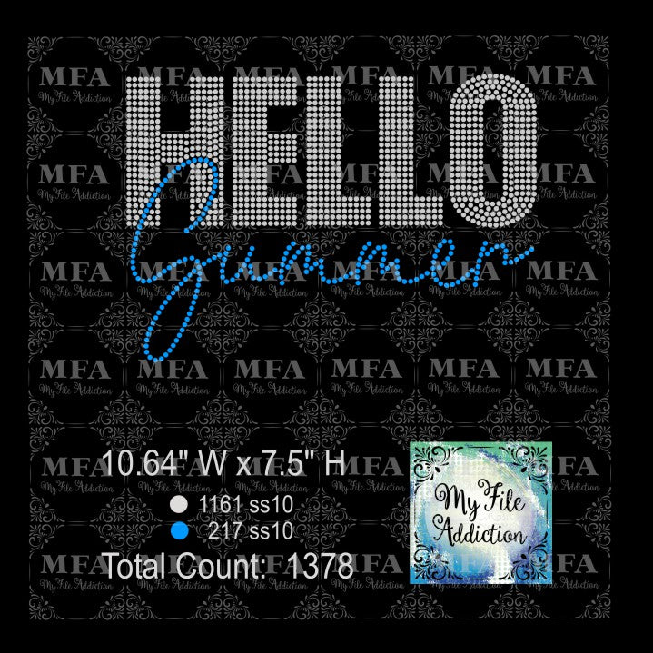 Hello Summer Rhinestone Digital Download File
