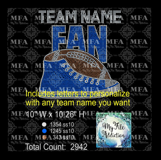 Football Team Fan High Tops with Letters Rhinestone Digital Download File