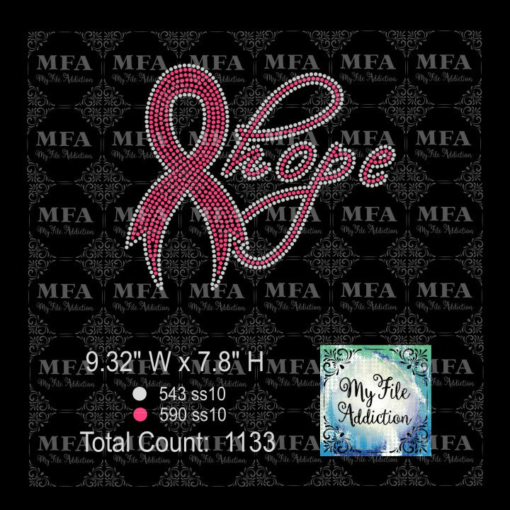 Hope with Ribbon Cancer Rhinestone Digital Download File
