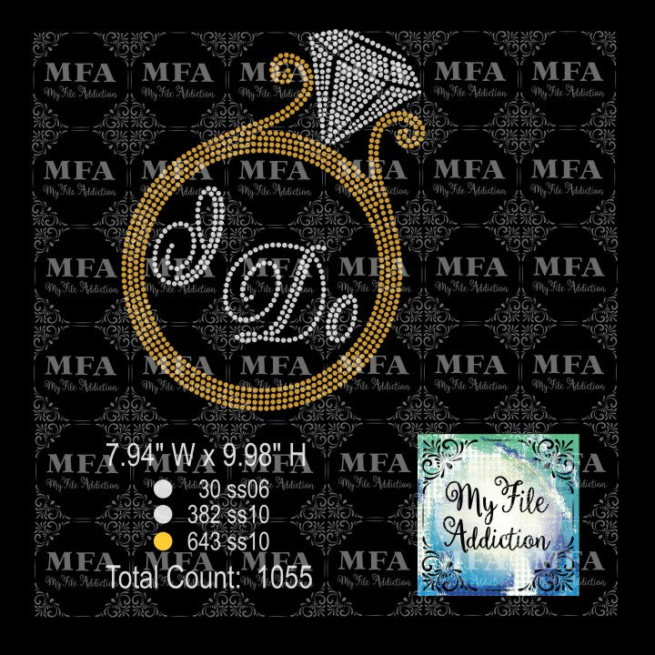 I Do Wedding Ring Rhinestone Digital Download File