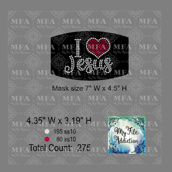 I Love Jesus Small Rhinestone Digital Download File