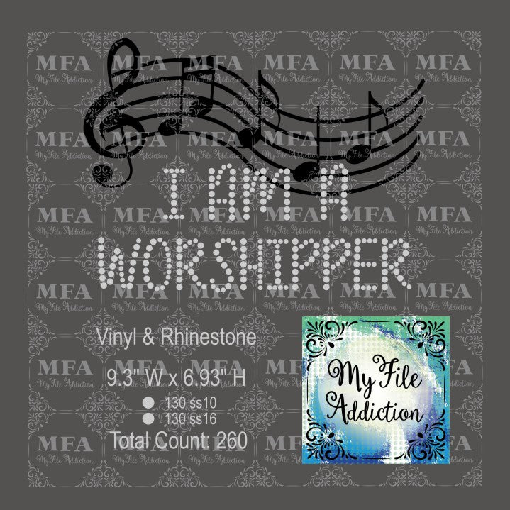 I Am A Worshipper Rhinestone & Vector Digital Download File - My File Addiction