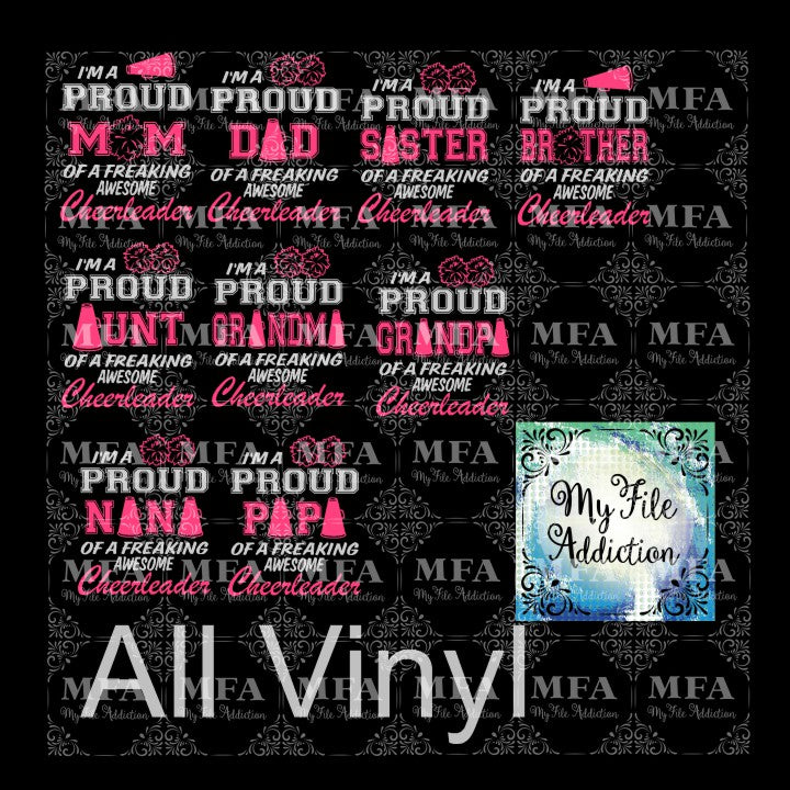 I'm A Proud Mom Dad Brother Sister Aunt Grandma Grandpa of a Cheerleader Vector Digital Download File - My File Addiction