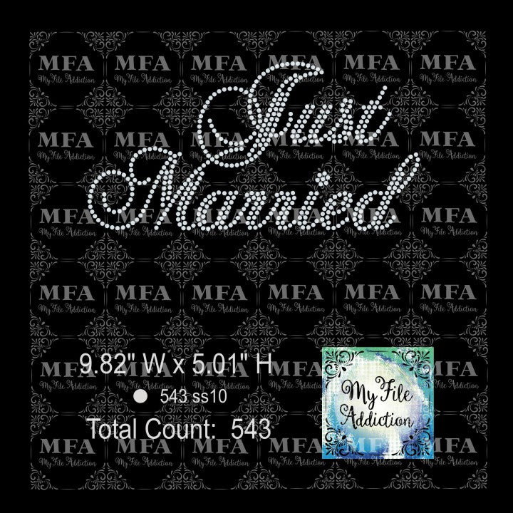 Just Married Rhinestone Digital Download File