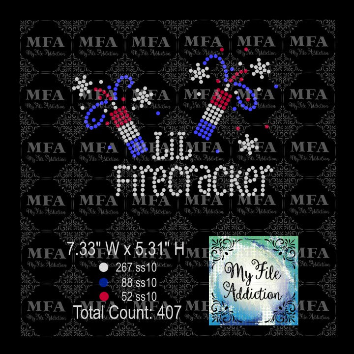 My File Addiction Lil Firecracker Rhinestone Digital Download 7085