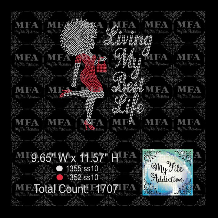 Living My Best Life Woman Rhinestone Digital Download File - My File Addiction