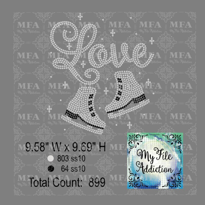 Love Skating Rhinestone Digital Download File