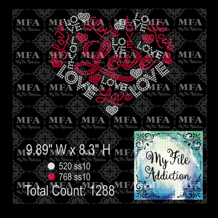 Love Heart 2 Color Rhinestone Digital Download File - My File Addiction