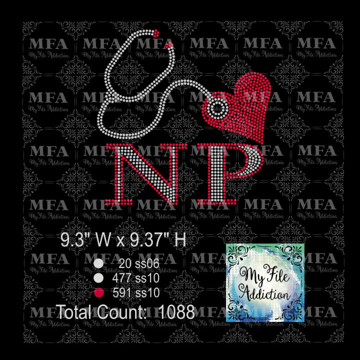 NP Heart Rhinestone Digital Download File - My File Addiction