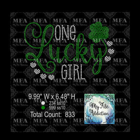 St Patrick's Day One Lucky Girl Rhinestone Digital Download File