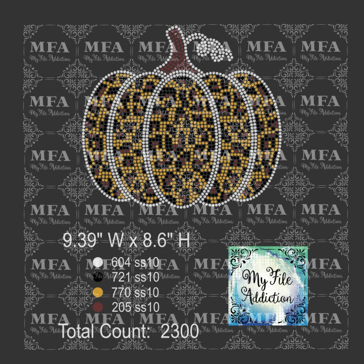 Pumpkin Leopard Print Rhinestone Digital Download File
