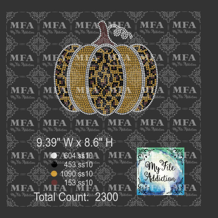 Pumpkin Leopard Print 2 Rhinestone Digital Download File