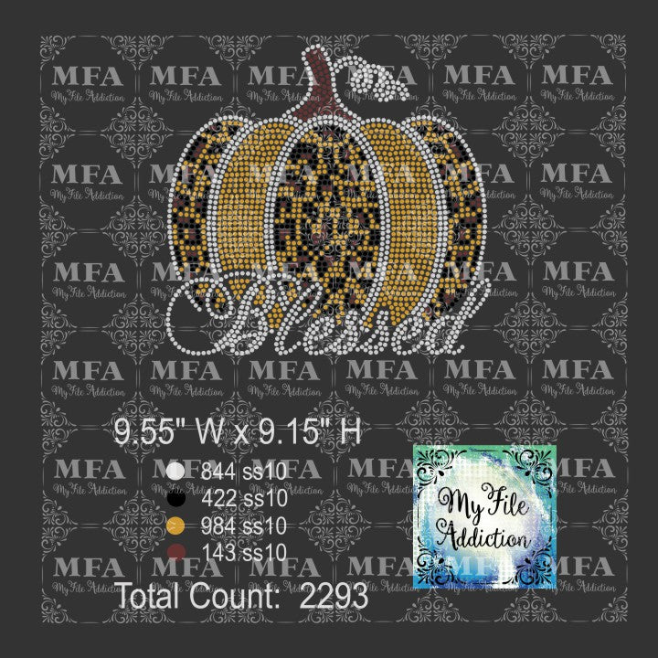 Pumpkin Leopard Print Blessed 2 Rhinestone Digital Download File