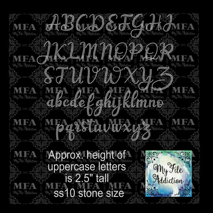 Rhinestone Font Letters Alphabet Silhouette Cricut Svg Dxf Cut Template  Download Cutting Digital File SS10 Font 