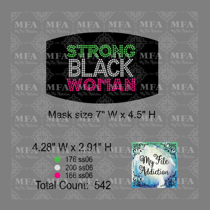 Strong Black Woman Small Rhinestone Digital Download File