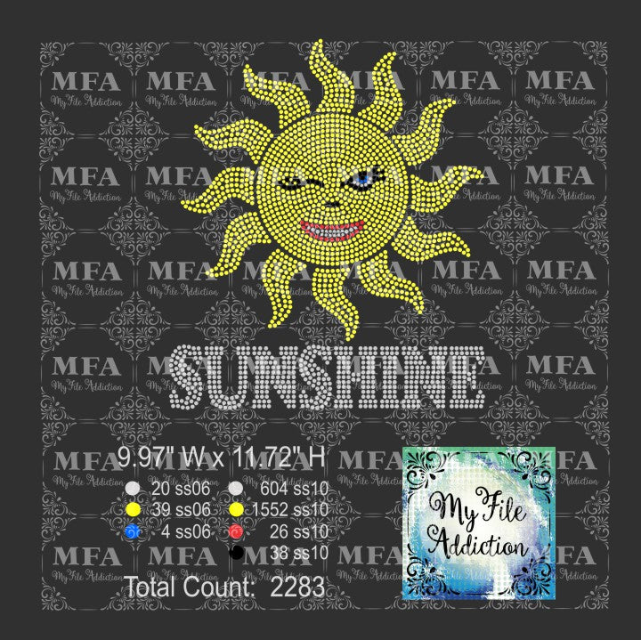 Sunshine with Face Rhinestone Digital Download File - My File Addiction