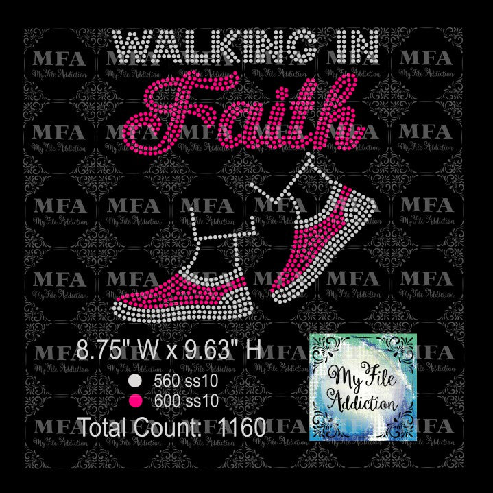 lllᐅ Download Walking By Faith Rhinestone - bling Digital template files