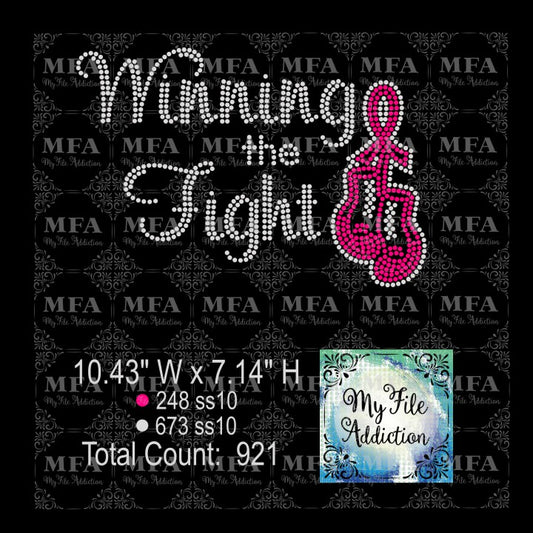 Winning the Fight Cancer Awareness Rhinestone Digital Download File