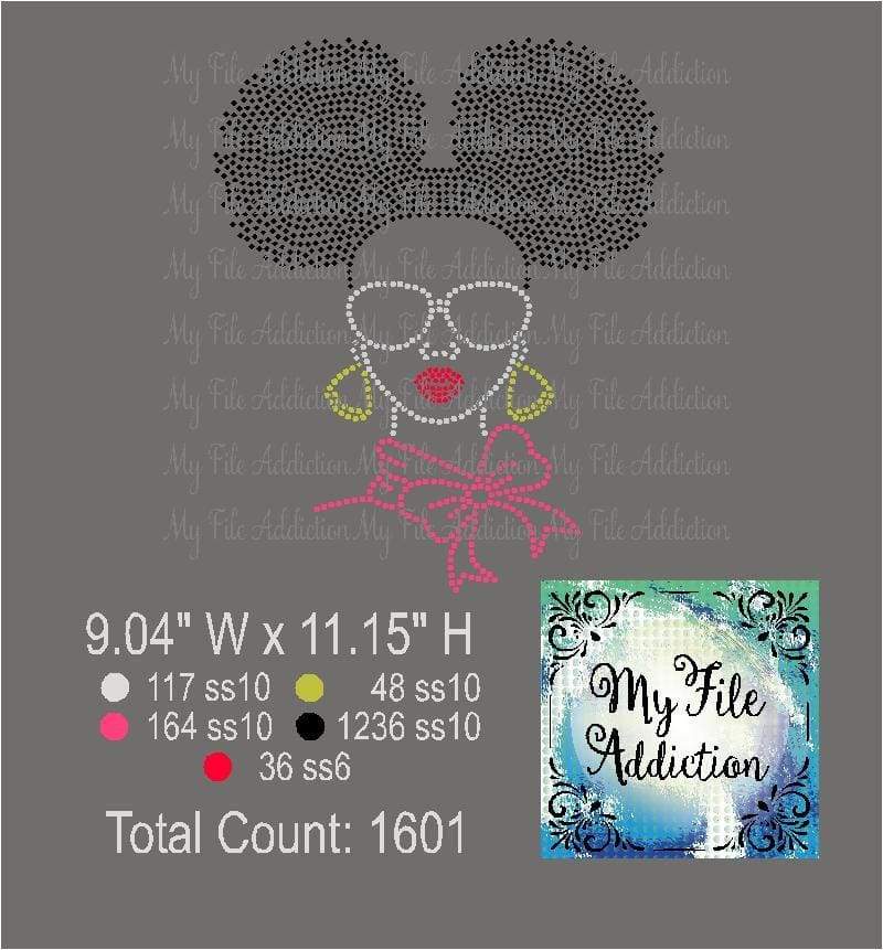 Afro Lady Puff 1 Rhinestone Digital Download File - My File Addiction