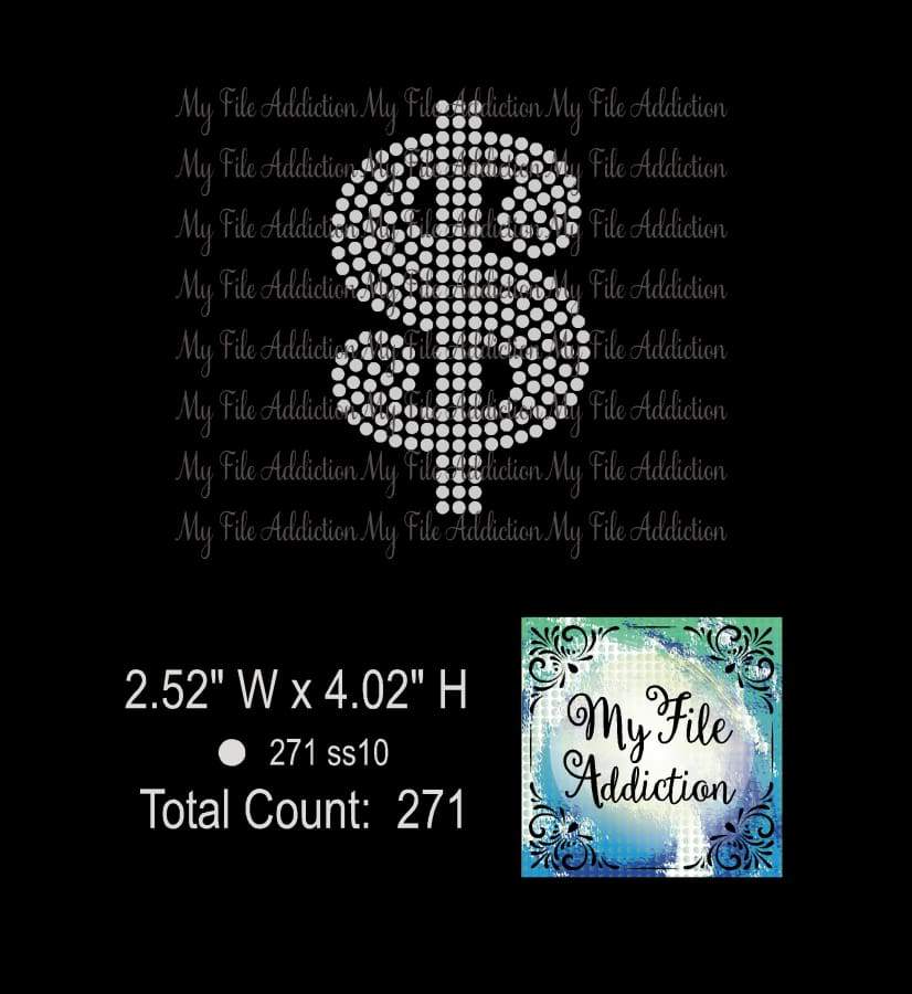 Dollar Sign Rhinestone Digital Download File - My File Addiction