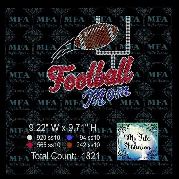 Football Mom With Goal Post Kicker Rhinestone Digital Download File - My File Addiction