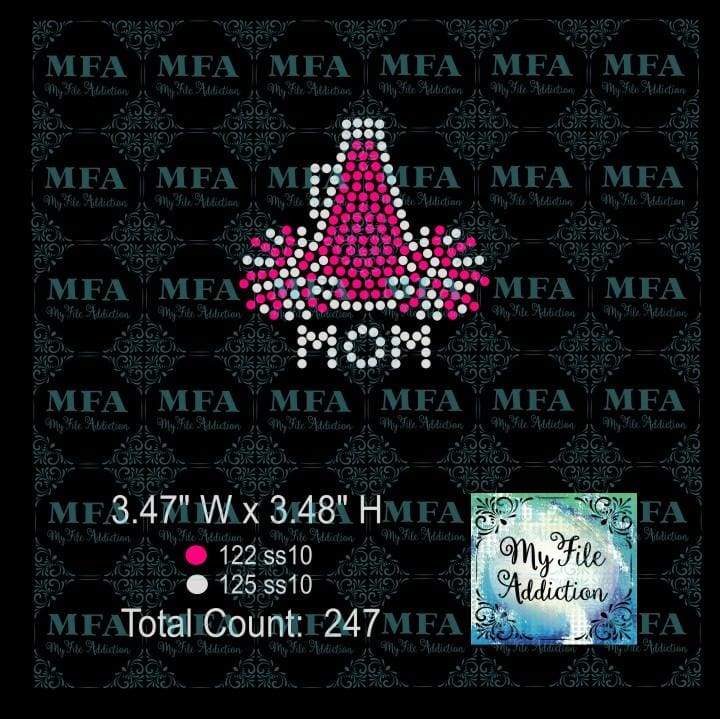 Megaphone Pom Mom Cheer Hat Rhinestone Digital Download File - My File Addiction