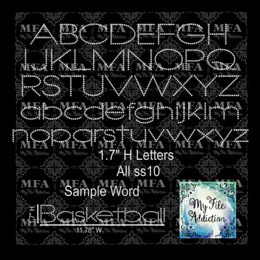 1.7" Contemporary Letters Rhinestone Digital Download File