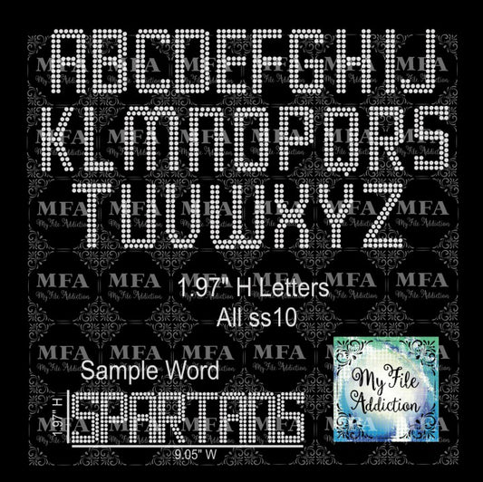 My File Addiction - 1.54 Arial Letters 3 Rows Rhinestone Digital Download