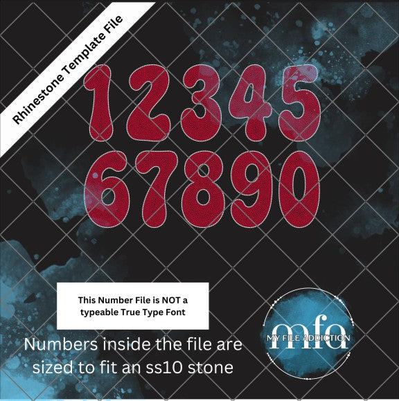 10.16 Inch Candy Jersey Numbers Rhinestone Template File