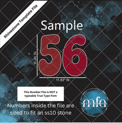 10.16 Inch Candy Jersey Numbers Rhinestone Template File
